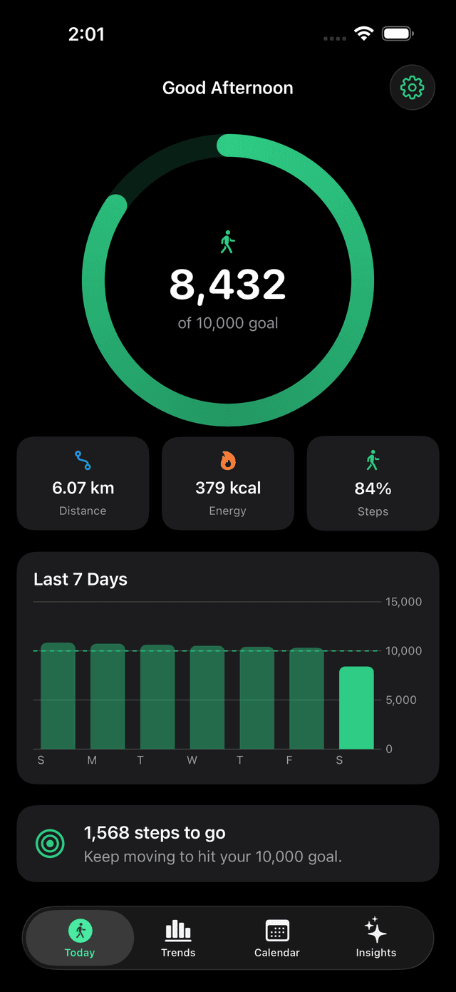 StepTracker Today screen